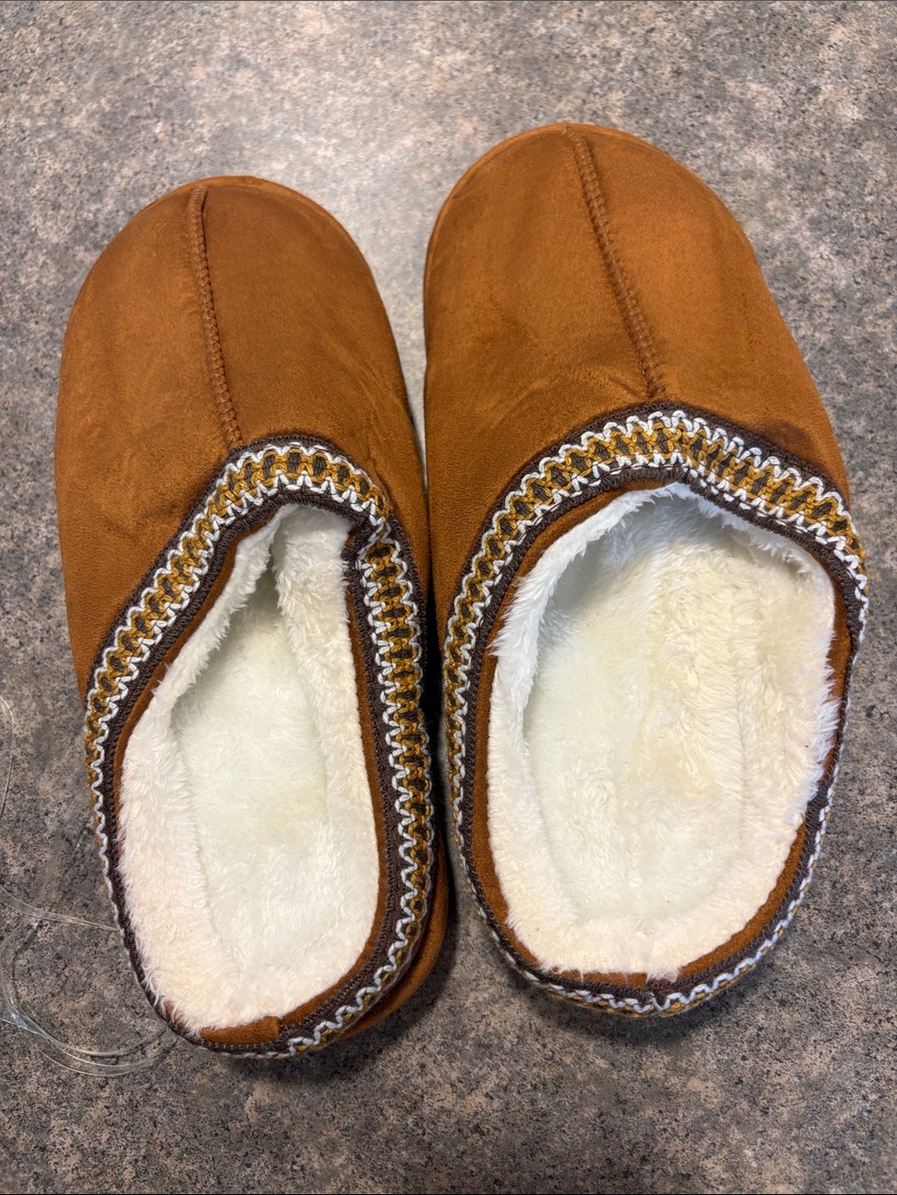 Men's Brown Suede-Look Slip-On Cozy Slippers size 9-10